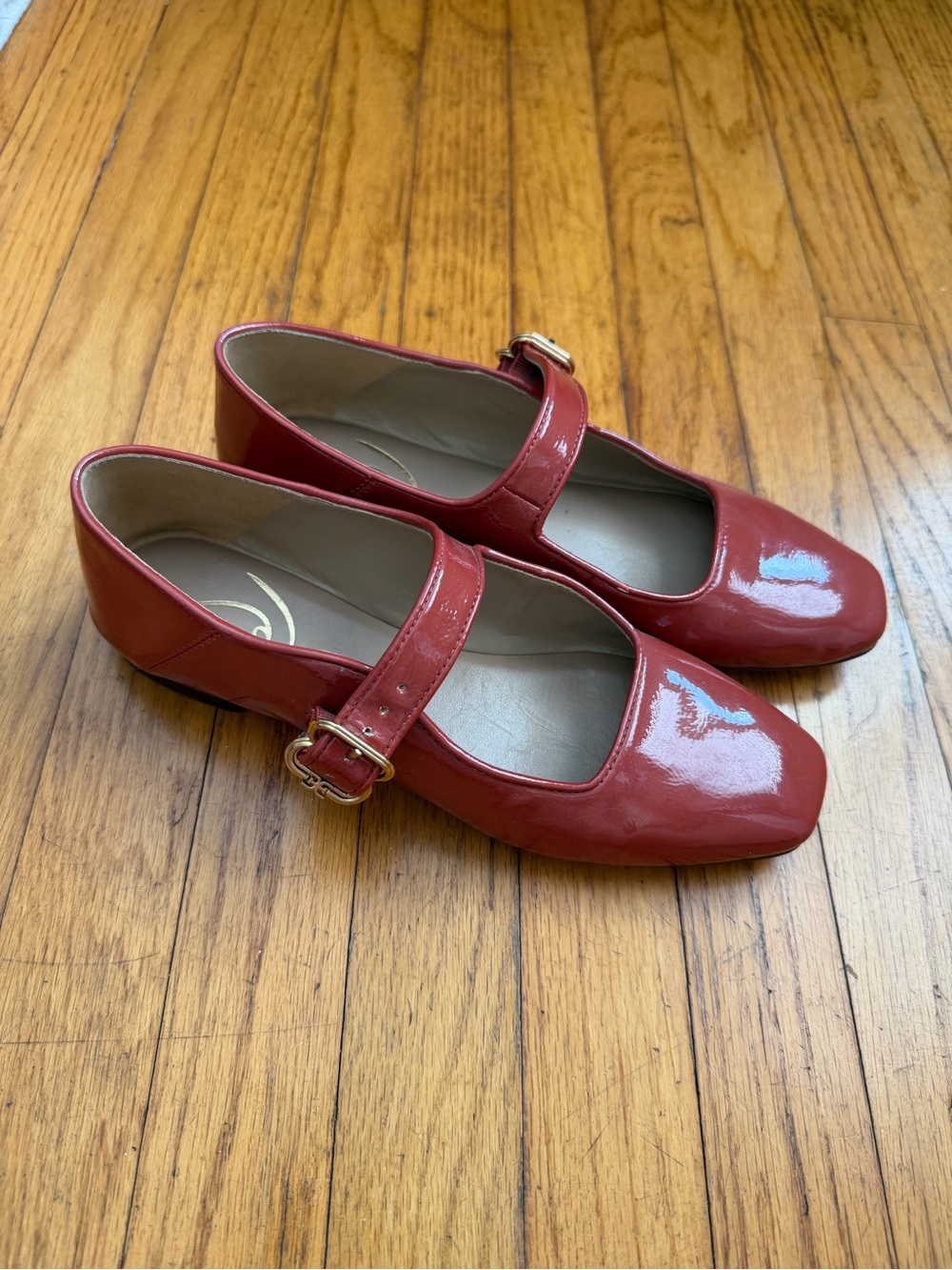 Sam Edelman Michaela Red Patent Mary Jane Flats with Buckle